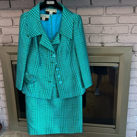 Vintage Peggy Jennings Blazer and Dress Set Aqua Green - Medium - Picture 5 of 16